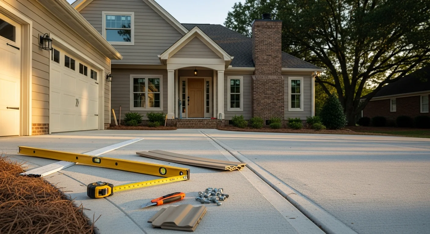 Deck construction and concrete driveway installation