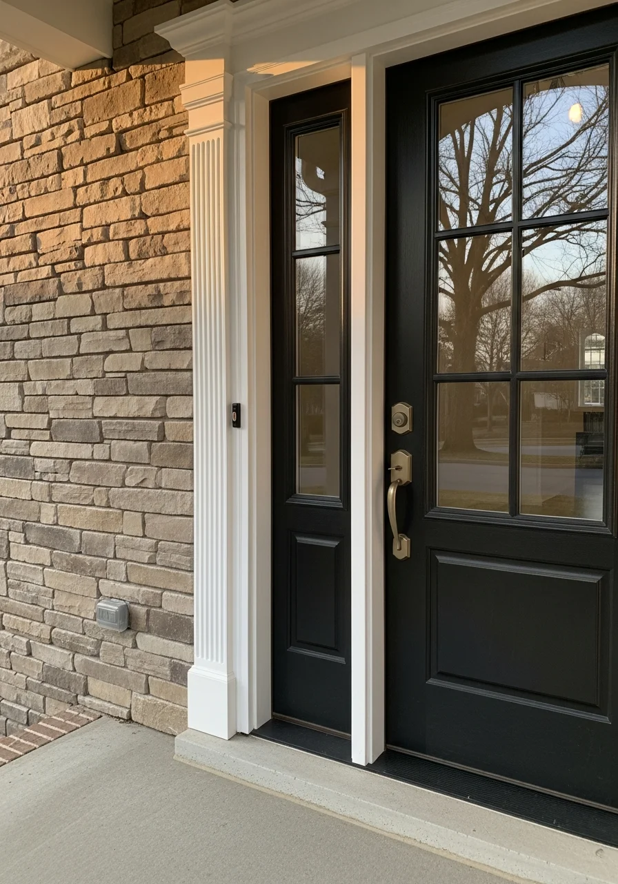Close-up of a Franklin home's entrance showing quality construction and professional finishing.